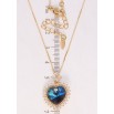 Кулон Xuping колір 18K з кр-ми Swarovski на ланцюжку Серце Metallic Blue з кристалами дл. 40-45см х 1мм фото №2