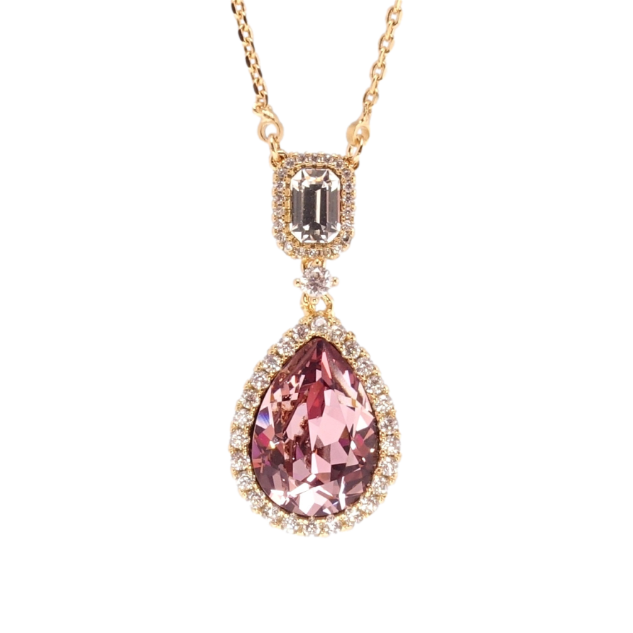 Кулон Xuping колір 18K з кр-ми Swarovski на ланцюжку Крапелька Amethyst з кристалами дл. 40-45см х 1мм фото №1