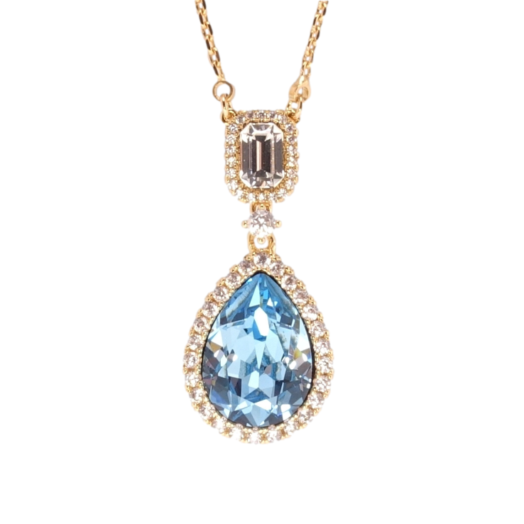 Кулон Xuping цвет 18K с кр-ми Swarovski на цепочке Капелька Aquamarine с кристаллом дл. 40-45см х 1мм фото №5 Кулон Xuping цвет 18K с кр-ми Swarovski на цепочке Капелька Aquamarine с кристаллом дл. 40-45см х 1мм фото №5