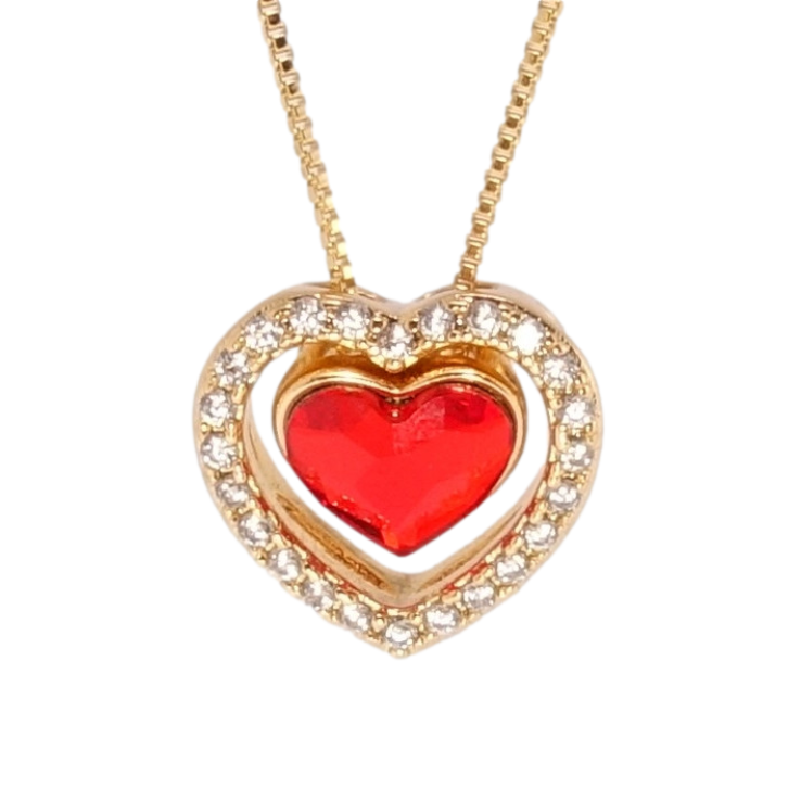 Кулон Xuping колір 18K з кр-ми Swarovski на ланцюжку Серце Siam в обрамленні кристалами дл. 42-47см х 1мм фото №5