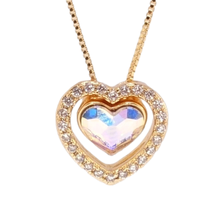 Кулон Xuping колір 18K з кр-ми Swarovski на ланцюжку Серце АВ в обрамленні кристалами дл. 40-45см х 1мм фото №3 Кулон Xuping колір 18K з кр-ми Swarovski на ланцюжку Серце АВ в обрамленні кристалами дл. 40-45см х 1мм фото №3