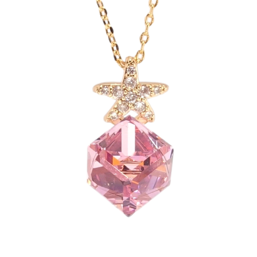 Кулон Xuping колір 18K з кр-ми Swarovski на ланцюжку Кубик Rose із зірочкою дл. 40-45см х 1мм фото №1