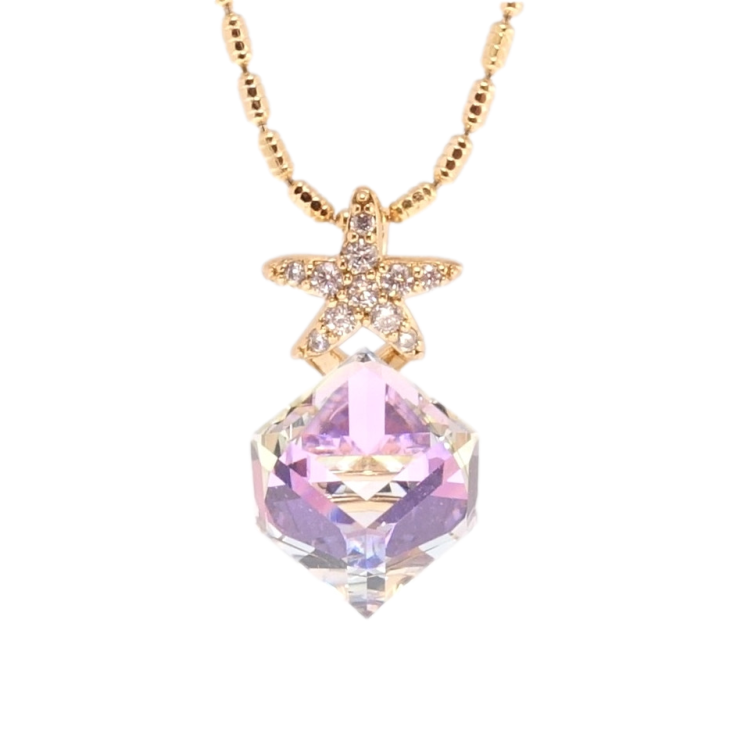 Кулон Xuping колір 18K з кр-ми Swarovski на ланцюжку Кубік Smoky Mauve із зірочкою дл. 40-45см х 1мм фото №2 Кулон Xuping колір 18K з кр-ми Swarovski на ланцюжку Кубік Smoky Mauve із зірочкою дл. 40-45см х 1мм фото №2