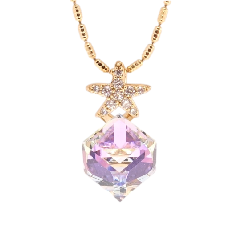 Кулон Xuping колір 18K з кр-ми Swarovski на ланцюжку Кубік Smoky Mauve із зірочкою дл. 40-45см х 1мм фото №2