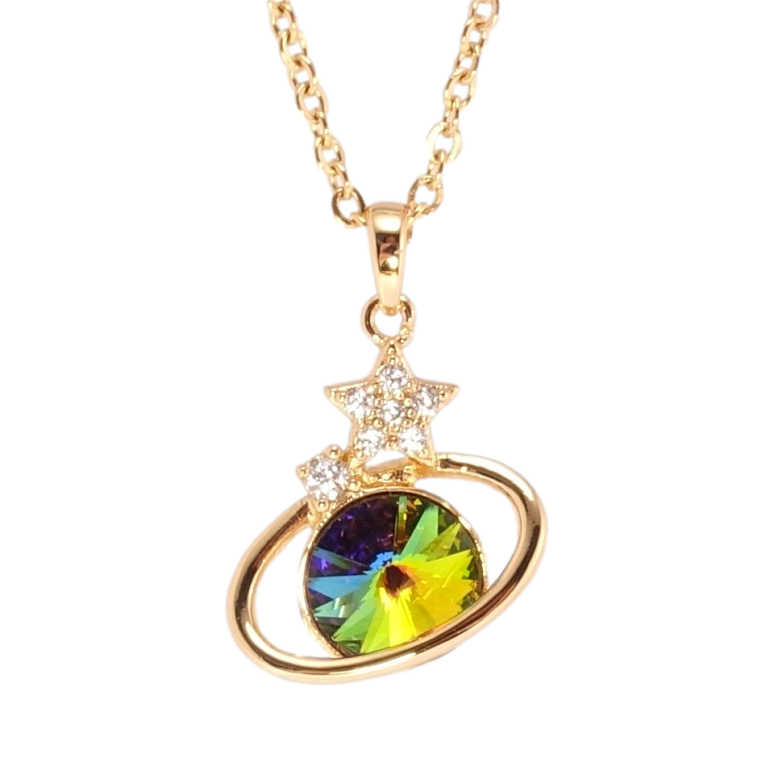 Кулон Xuping колір 18K з кр-ми Swarovski на ланцюжку Сатурн із зірками кр-лл Vitrail Medium дл. 40-45см х фото №5