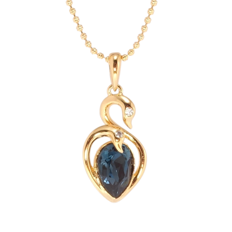 Кулон Xuping колір 18K з кр-ми Swarovski на ланцюжку Лебеді кристал Montana дл. 40-45см х 1мм фото №1