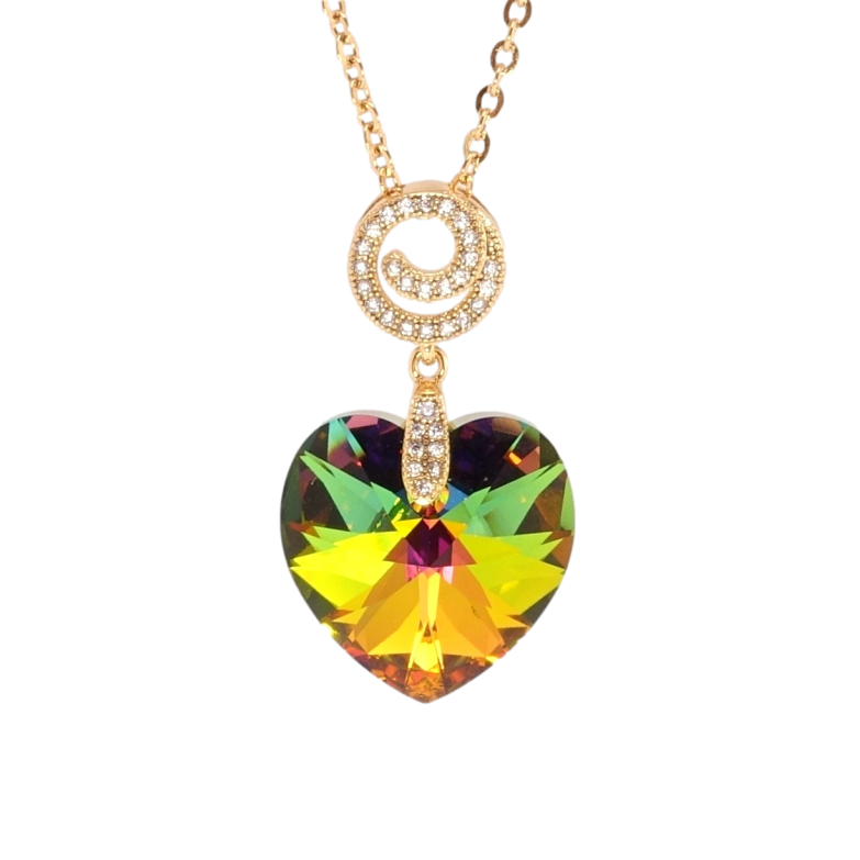 Кулон Xuping колір 18K з кр-ми Swarovski на ланцюжку Кристальне серце Vitrail Medium дл. 40-45см х 2мм фото №15
