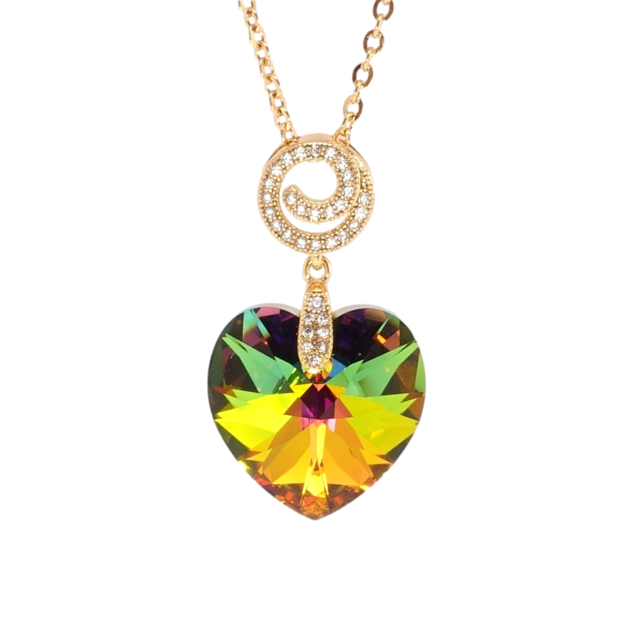 Кулон Xuping колір 18K з кр-ми Swarovski на ланцюжку Кристальне серце Vitrail Medium дл. 40-45см х 2мм фото №1