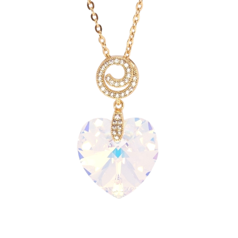 Кулон Xuping колір 18K з кр-ми Swarovski на ланцюжку Кристальне серце Shimmer дл. 40-45см х 2мм фото №3