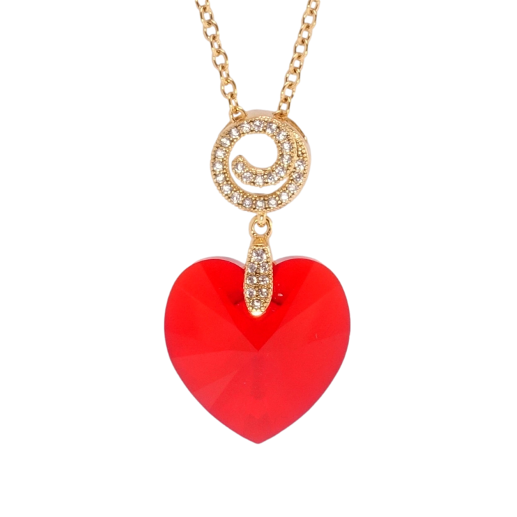 Кулон Xuping колір 18K з кр-ми Swarovski на ланцюжку Кристальне серце Light Siam дл. 40-45см х 2мм фото №20