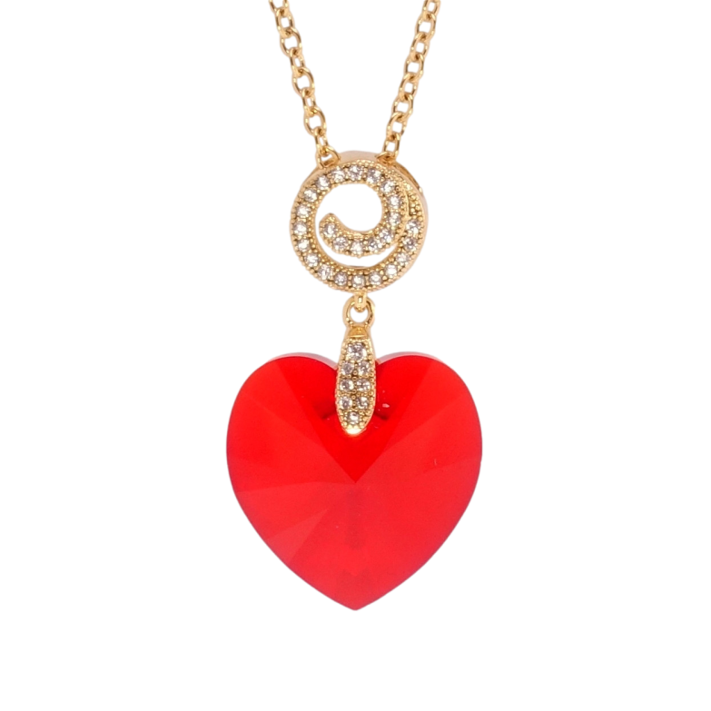 Кулон Xuping цвет 18K с кр-ми Swarovski на цепочке Кристальное сердце Light Siam дл. 40-45см х 2мм фото №7