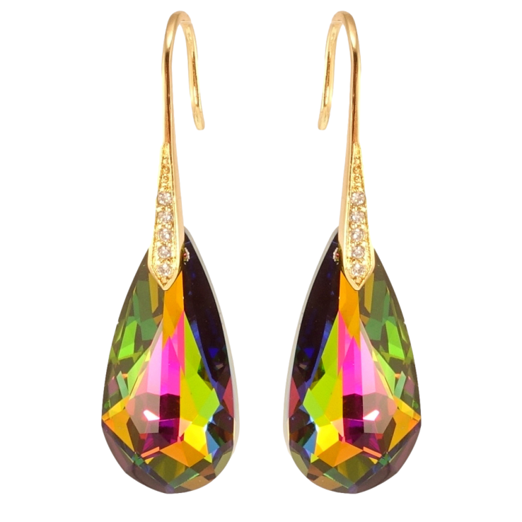 Серьги Xuping цвет 18K с кристаллами Swarovski французский замок Кристальные капельки Vitrail Medium фото №22