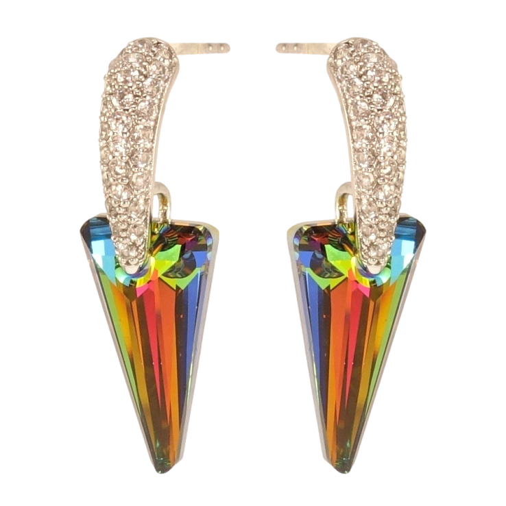 Сережки Xuping колір Родій з кристалами Swarovski пусети Кристали Vitrail Medium на декоративних дугах фото №16 Сережки Xuping колір Родій з кристалами Swarovski пусети Кристали Vitrail Medium на декоративних дугах фото №16