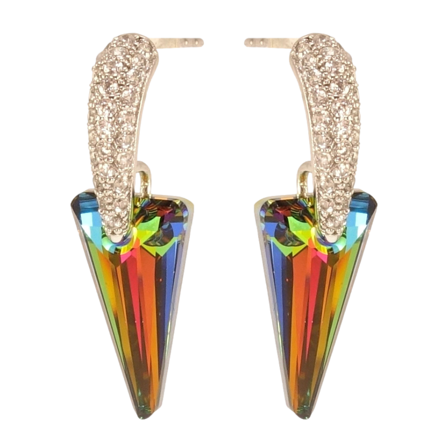 Серьги Xuping цвет Родий с кристаллами Swarovski пусеты Кристаллы Vitrail Medium на декоративных дугах фото №1