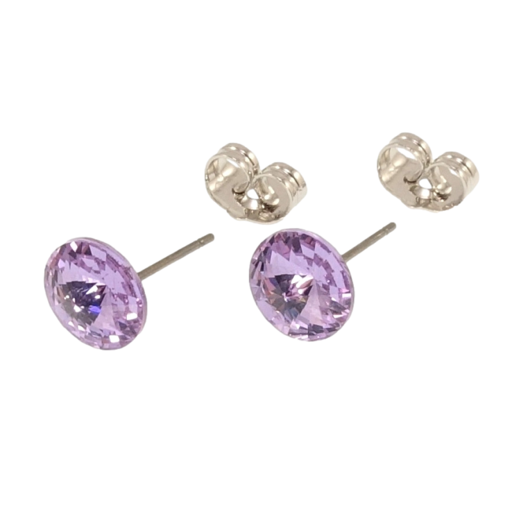 Серьги Xuping цвет Родий с кристаллами Swarovski пусеты Кристаллы Tanzanite ø 8мм фото №2