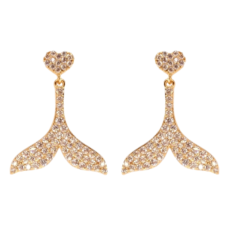 Серьги Xuping QQMM Позолота 18K пусеты Рыбий хвост инкрустация цирконием фото №3