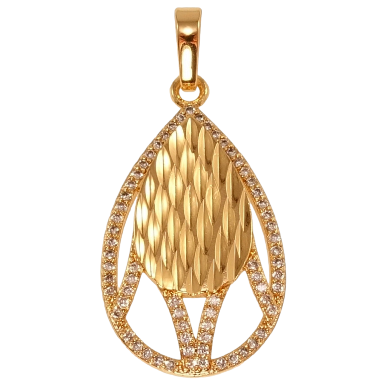 Кулон Xuping Позолота 18K Капелька с цирконием и узором насечками фото №8
