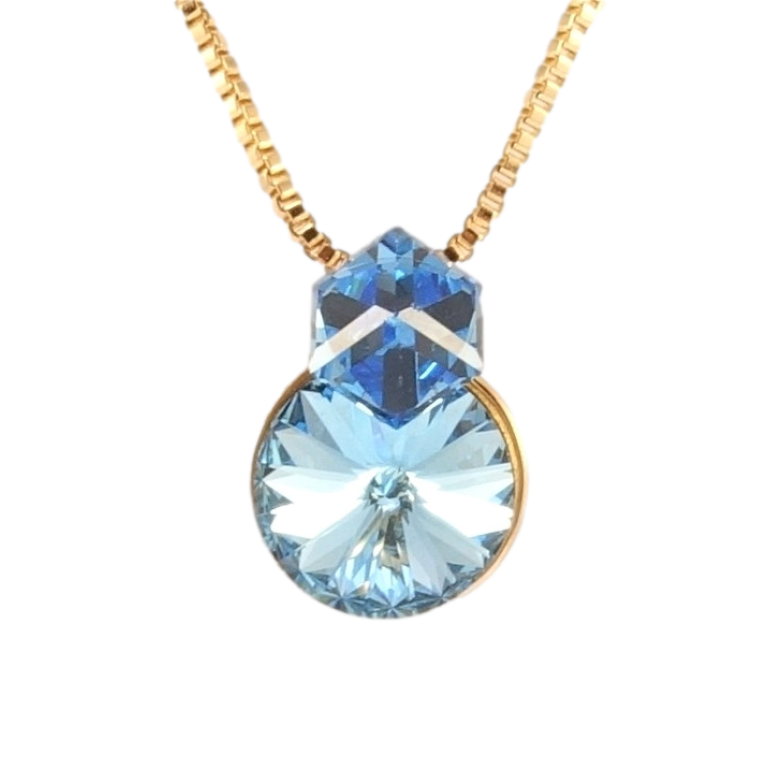 Кулон Xuping колір 18K з кр-ми Swarovski на ланцюжку Кристали Aquamarine довжина 40-45см фото №16