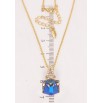 Кулон Xuping колір 18K з кр-ми Swarovski на ланцюжку "Літера А з кристальним кубом Metallic Blue" довжина 40-45см х 1мм фото №3