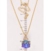 Кулон Xuping колір 18K з кр-ми Swarovski на ланцюжку "Літера А з кристальним кубом Bermuda Blue" довжина 40-45см х 1мм фото №3
