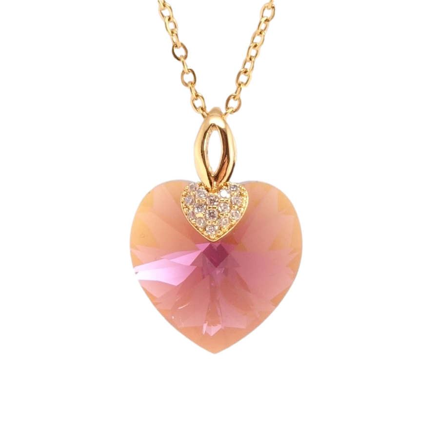 Кулон Xuping колір 18K з кр-ми Swarovski на ланцюжку Кристальне серце Light Amethyst довжина 40-45см х фото №1