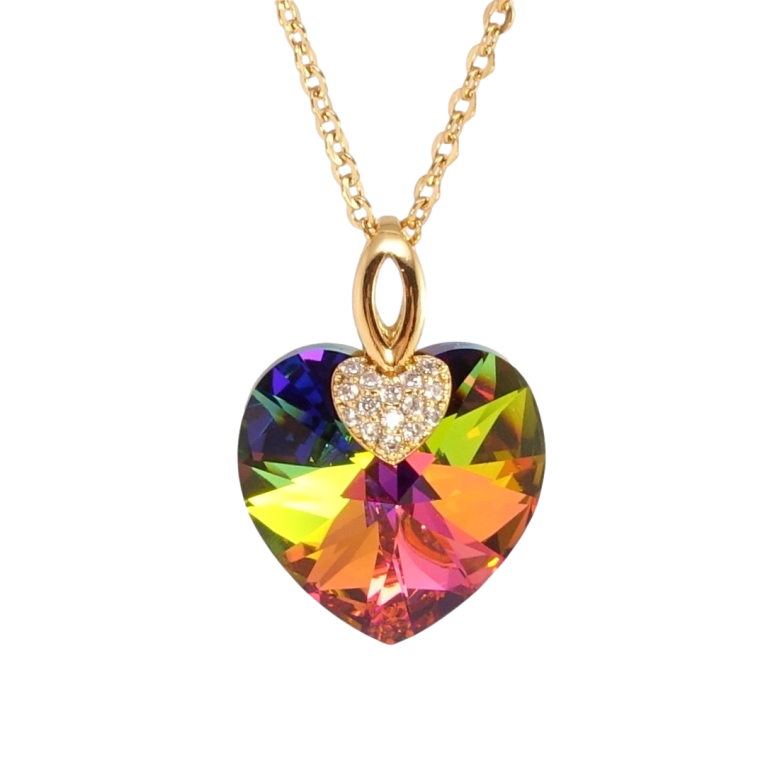 Кулон Xuping колір 18K з кр-ми Swarovski на ланцюжку Кристальне серце Vitrail Medium довжина 40-45см х фото №1 Кулон Xuping колір 18K з кр-ми Swarovski на ланцюжку Кристальне серце Vitrail Medium довжина 40-45см х фото №1
