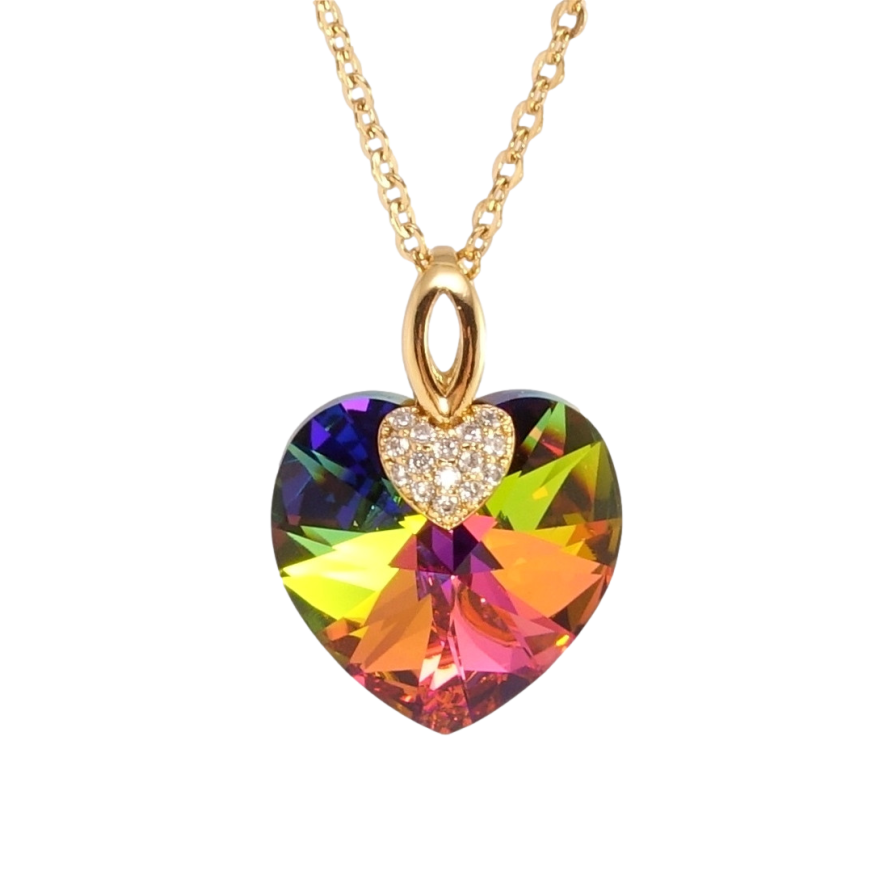 Кулон Xuping колір 18K з кр-ми Swarovski на ланцюжку Кристальне серце Vitrail Medium довжина 40-45см х фото №1 Кулон Xuping колір 18K з кр-ми Swarovski на ланцюжку Кристальне серце Vitrail Medium довжина 40-45см х фото №1