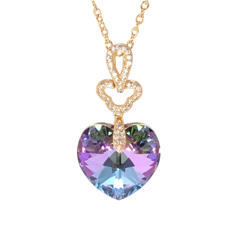 Кулон Xuping колір 18K з кр-ми Swarovski на ланцюжку Сердечко Paradise Shine довжина 40-45см х 2см фото №3