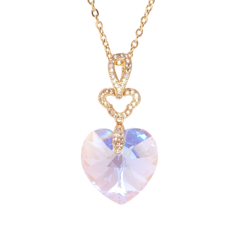 Кулон Xuping колір 18K з кр-ми Swarovski на ланцюжку Серце Lavender Delite довжина 40-45см х 2см фото №5
