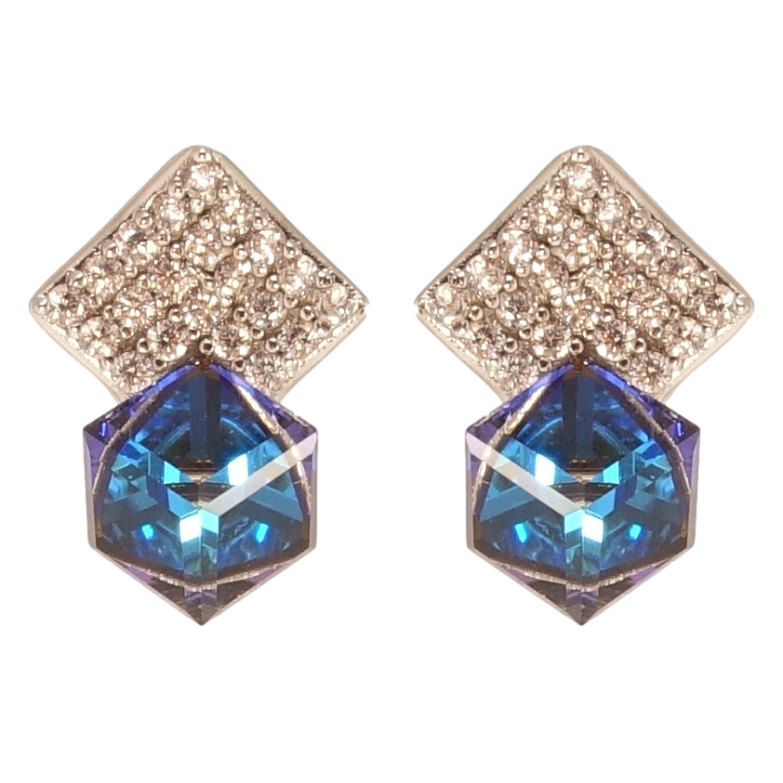 Серьги Xuping цвет Родий с кристаллами Swarovski пусеты Ромбы инкрустация кристаллами с кубиками Bermuda фото №10 Серьги Xuping цвет Родий с кристаллами Swarovski пусеты Ромбы инкрустация кристаллами с кубиками Bermuda фото №10