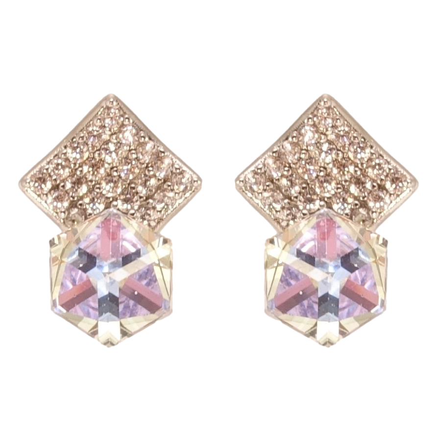 Сережки Xuping колір Родій з кристалами Swarovski пусети Ромби інкрустація кристалами з кубиками Paradise фото №1 Сережки Xuping колір Родій з кристалами Swarovski пусети Ромби інкрустація кристалами з кубиками Paradise фото №1