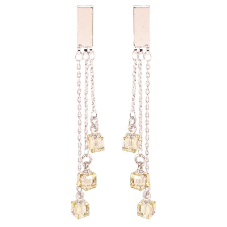 Сережки Xuping колір Родій з кристалами Swarovski пусети Декоративні підвіски з кубиками Tabac фото №18