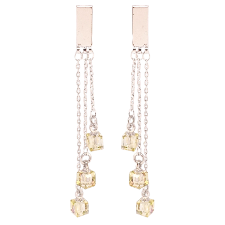 Серьги Xuping цвет Родий с кристаллами Swarovski пусеты Декоративные подвески с кубиками Tabac фото №4