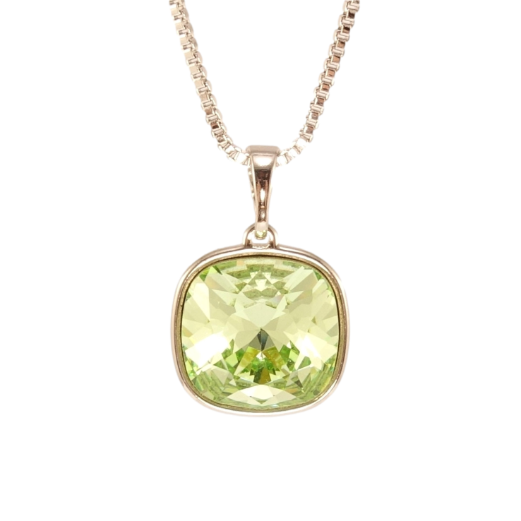 Кулон Xuping колір Родій з кр-ми Swarovski на ланцюжку Кристал Peridot, 14х14мм довжина 40-45см х 1мм фото №8 Кулон Xuping колір Родій з кр-ми Swarovski на ланцюжку Кристал Peridot, 14х14мм довжина 40-45см х 1мм фото №8