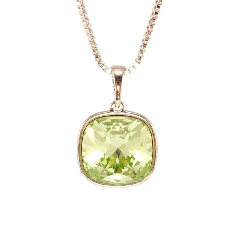 Кулон Xuping колір Родій з кр-ми Swarovski на ланцюжку Кристал Peridot, 14х14мм довжина 40-45см х 1мм фото №9