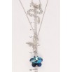 Кулон Xuping цвет Родий с кр-ми Swarovski на цепочке Бабочка с цветочком Capri Blue длина 40-45см х 1мм фото №2 Кулон Xuping цвет Родий с кр-ми Swarovski на цепочке Бабочка с цветочком Capri Blue длина 40-45см х 1мм фото №2