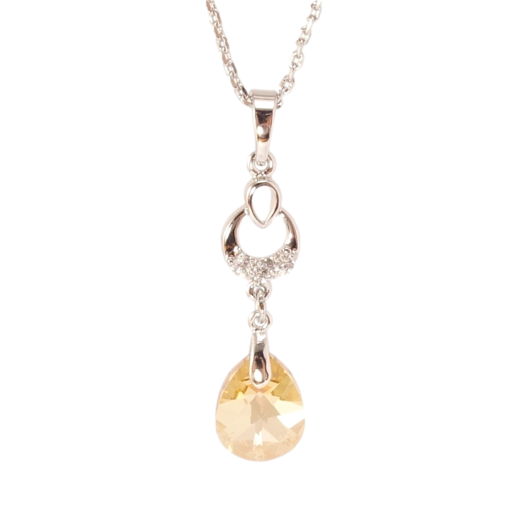 Кулон Xuping колір Родій з кр-ми Swarovski на ланцюжку Витончена підвіска з кристалом Light Topaz довжина 39-45см х фото №24