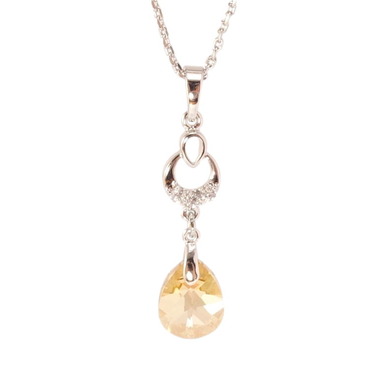 Кулон Xuping колір Родій з кр-ми Swarovski на ланцюжку Витончена підвіска з кристалом Light Topaz довжина 39-45см х фото №2 Кулон Xuping колір Родій з кр-ми Swarovski на ланцюжку Витончена підвіска з кристалом Light Topaz довжина 39-45см х фото №2