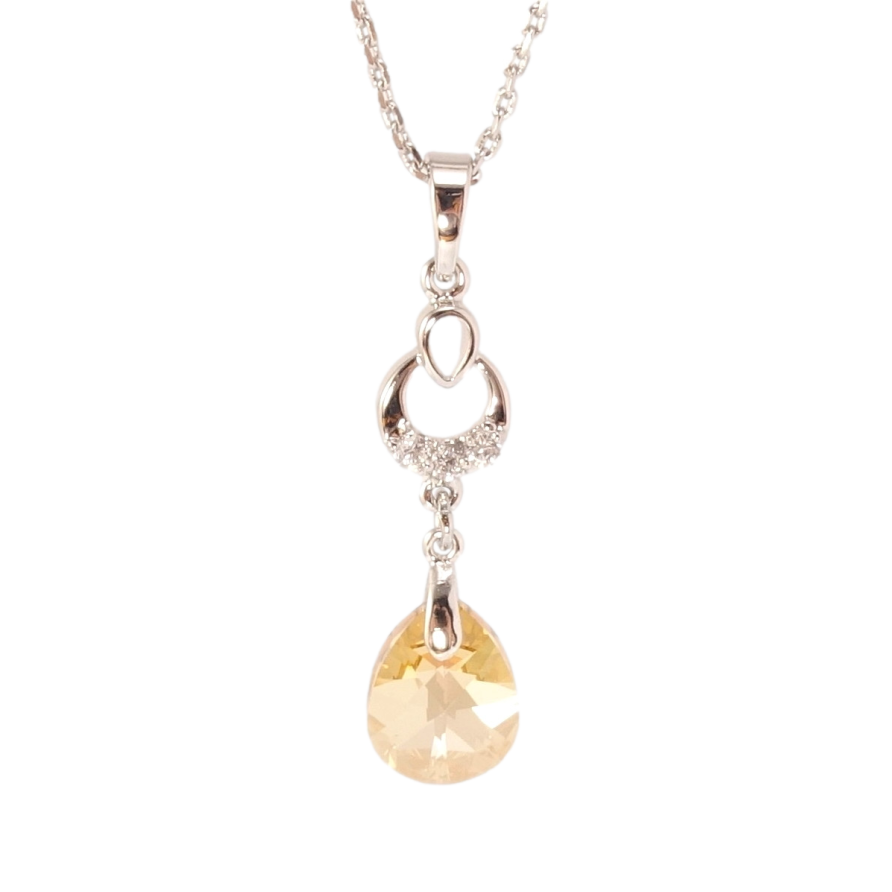 Кулон Xuping колір Родій з кр-ми Swarovski на ланцюжку Витончена підвіска з кристалом Light Topaz довжина 39-45см х фото №1 Кулон Xuping колір Родій з кр-ми Swarovski на ланцюжку Витончена підвіска з кристалом Light Topaz довжина 39-45см х фото №1
