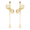 Серьги Xuping цвет 14K с кристаллами Swarovski пусеты "Бантики с кристаллами Clear и жемчужинами" фото №2 Серьги Xuping цвет 14K с кристаллами Swarovski пусеты "Бантики с кристаллами Clear и жемчужинами" фото №2
