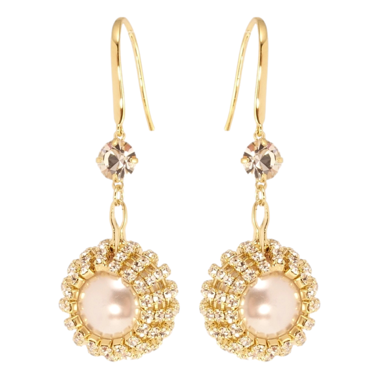 Серьги Xuping цвет 14K с кристаллами Swarovski французский замок Изящные жемчужные подвески с кр-ми фото №8