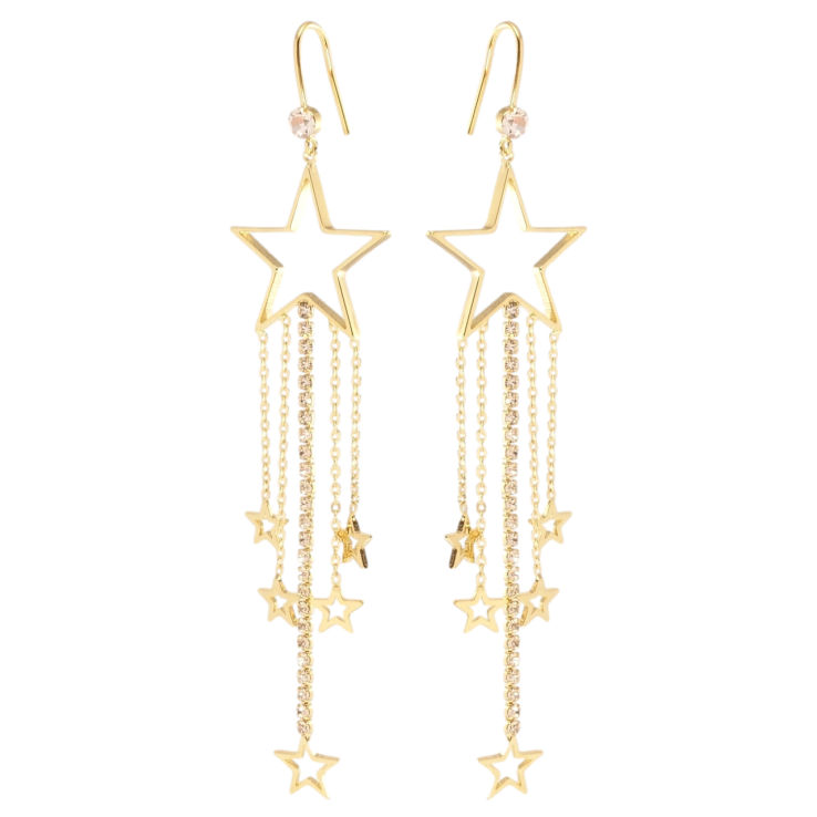 Сережки Xuping колір 14K з кристалами Swarovski французький замок Зоряні підвіски фото №3 Сережки Xuping колір 14K з кристалами Swarovski французький замок Зоряні підвіски фото №3