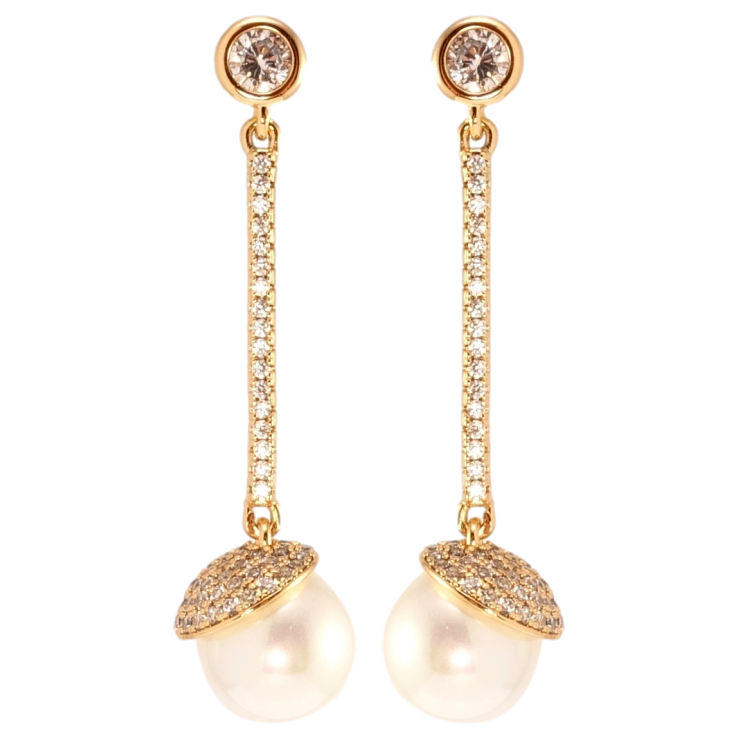Серьги Xuping QQMM Позолота 18K пусеты Декоративные жемчужные подвески на дорожках циркония фото №5 Серьги Xuping QQMM Позолота 18K пусеты Декоративные жемчужные подвески на дорожках циркония фото №5