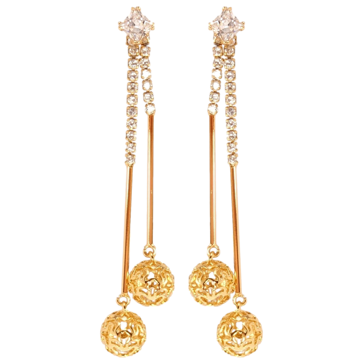 Серьги Xuping QQMM Позолота 18K пусеты Декоративные подвески с резными шариками фото №9 Серьги Xuping QQMM Позолота 18K пусеты Декоративные подвески с резными шариками фото №9