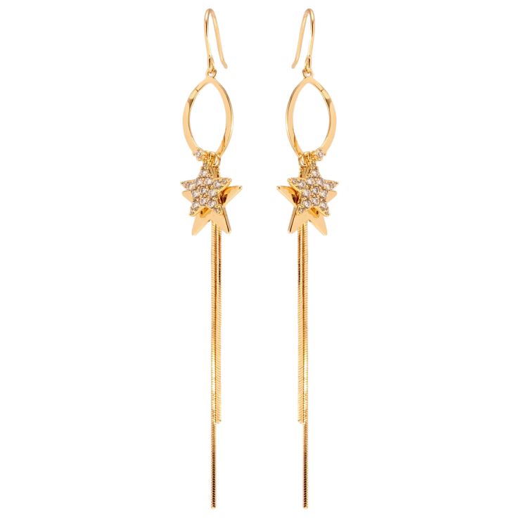 Серьги Xuping QQMM Позолота 18K французский замок Звездные подвески фото №13