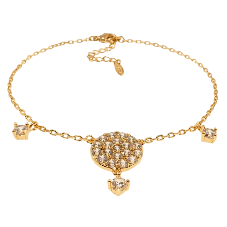 Браслет Xuping Позолота 18K Якорное плетение с кристальными подвесками длина с доп.цепочкой 21-24см х 2мм фото №2