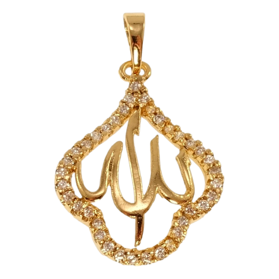 Кулон Xuping Позолота 18K Мусульманская фигурная подвеска с надписью Аллах и цирконием для цепочки до 5мм фото №1 Кулон Xuping Позолота 18K Мусульманская фигурная подвеска с надписью Аллах и цирконием для цепочки до 5мм фото №1