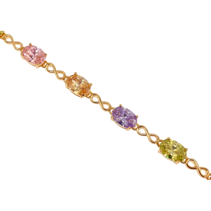 Браслет Xuping Позолота 18K Бескрайность с цветными фианитами длина с доп.замком 18,20см х 3-5мм фото №18 Браслет Xuping Позолота 18K Бескрайность с цветными фианитами длина с доп.замком 18,20см х 3-5мм фото №18