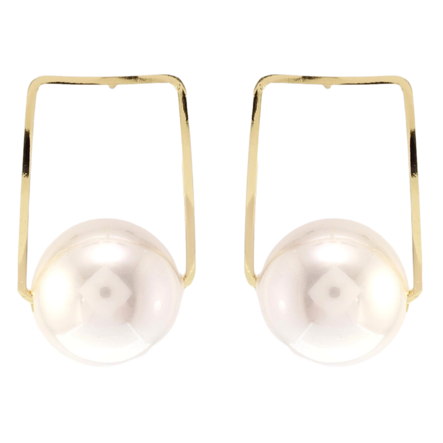 Сережки Xuping QQMM Позолота 14K пусети Перлини на прямокутниках фото №1 Сережки Xuping QQMM Позолота 14K пусети Перлини на прямокутниках фото №1