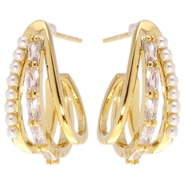 Сережки Xuping QQMM Позолота 14K пусети Містерія фото №1 Сережки Xuping QQMM Позолота 14K пусети Містерія фото №1